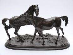 After P J Mene bronze of two horses,