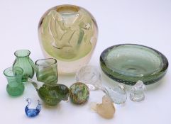 A double cased studio glass vase with polished pontil mark,