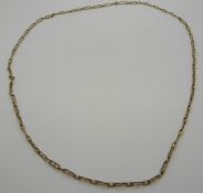 A 9ct gold necklace/ chain made up of elongated textured links and oval links, 22.