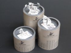 Three Swarovksi Crystal Cats, largest 6cm long,