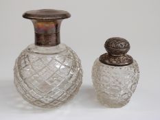 George V hallmarked silver topped cut glass scent bottle, Birmingham 1919 maker's mark rubbed,