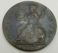 George III 1772 halfpenny VF,