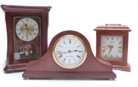 Three contemporary mantel clocks to include Seiko, all in earlier style with Roman dials,