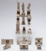 Quantity of various crested ware including cricketing tent,