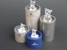 Four Swarovksi Crystal Bears, largest 7.