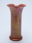 Ruskin Pottery orange lustre flared vase impressed 1925 to base,