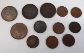 A small collection of Georgian and Victorian copper, to include some VF examples,