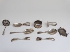 Victorian hallmarked silver sifter spoon, hallmarked silver scoop,