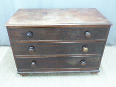 19thC mahogany chest of three graduated drawers with turned handles W108 x D55 x H79cm