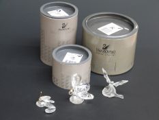 Three Swarovksi Crystal Butterflies, largest 5.