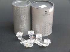 Set of two Swarovski Crystal cut glass Candelabra, largest 19cm wide,