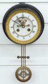 French 19thC brass bulkhead style wall clock by F.