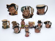 A collection of Royal Doulton and other character jugs including Veteran Motorist