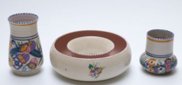 Three items of Poole pottery including Carter Stabler Adams vase