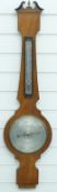 Early 20thC Comitti Holborn aneroid barometer / thermometer in banjo style case with swan neck