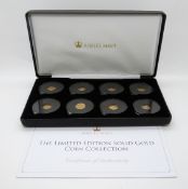 Jubilee Mint limited edition 9ct gold collection comprising eight 1g coins in presentation case