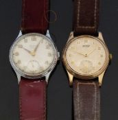 Two gentleman's wristwatches comprising a Tissot 9ct gold watch with inset subsidiary seconds dial,