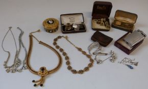 A collection of costume jewellery including necklaces, cufflinks, studs,