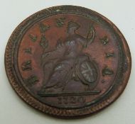 George I 1720 halfpenny VF-EF with lustre