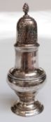 Georgian hallmarked silver pepper or caster with wrythen knop,