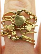 A 17th/18thC puzzle ring with fede gimmel motif comprising of seven rings