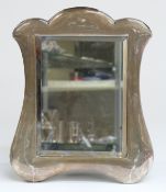 Late Victorian / early 20thC hallmarked silver framed bevelled edge dressing table mirror with