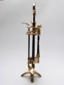 David Marshall (b1942) brass and wrought iron companion set,