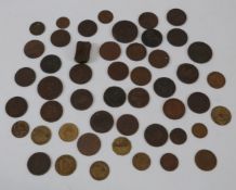 A collection of 18thC and 19thC halfpenny Conder type tokens, penny tokens, trade tokens,