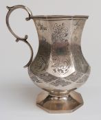 Victorian hallmarked silver octagonal pedestal tankard,