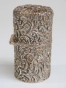 Victorian hallmarked silver embossed bottle case, Chester 1895 maker James Deakin & Sons, height 8.