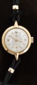 Tudor 9ct gold ladies wristwatch with inset subsidiary seconds dial, gold hands,