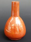Ruskin Pottery orange lustre pedestal vase impressed 1922 to base,