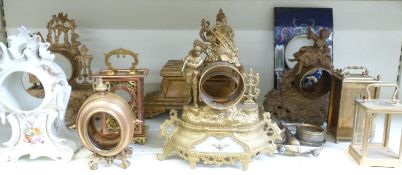 Eleven various clock cases to include ormolu style, cloisonné,