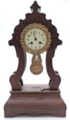 French four pillar type mantel clock in mahogany veneered case,