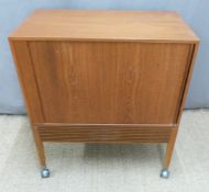 Retro tambour fronted teak cabinet W73 x D42 x H83