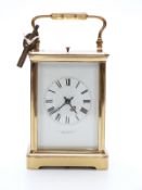 Late 19th / early 20thC gilt brass French carriage clock in corniche style case,