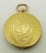 A 1798 Georgian guinea set into a fob / locket with bloodstone to reverse,