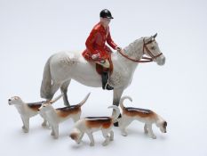 Beswick huntsman on grey with four hounds