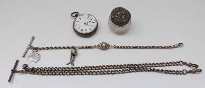 Victorian silver double Albert, white metal Victorian Albert,