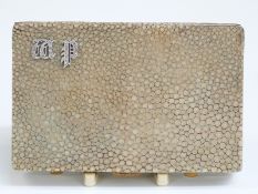 Art Deco shagreen compact set with diamond initials,