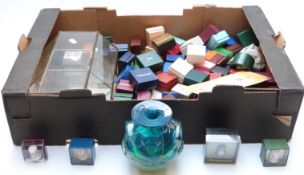 Mdina vase and a collection of boxed thimbles with display case