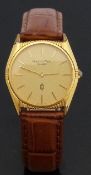 Mappin & Webb gold plated gentleman's wristwatch with gold hands and baton markers,