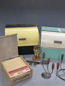 Quantity of retro items including bread bins, thermometer, radio,
