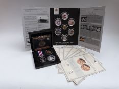 Bradford Exchange luxury coin set 'The Military Medal' comprising gold plated double crown,