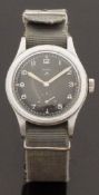 Record gentleman's military wristwatch with subsidiary seconds dial, luminous steel hands,