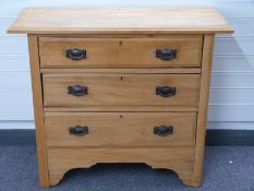 Satinwood chest of three drawers W100 x D41 x H87cm