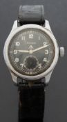 Timor gentleman's military wristwatch with inset subsidiary seconds dial, luminous steel hands,