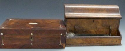 A 19thC rosewood writing slope with mother of pearl inlay, width 40.