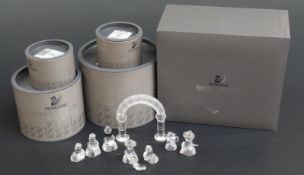 Eight Swarovski Crystal cut glass nativity scene items, Three Wise Men, Shepherd, Angel, Mary,