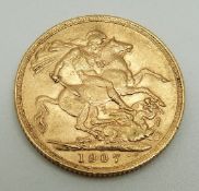 A 1907 gold full sovereign